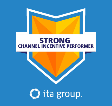graphic of strong channel incentive performer badge